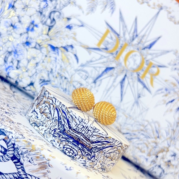 DIOR “Golden Pollen” Gold Plated Pierced Earrings Jewelry by Christian Dior - Picture 6 of 14